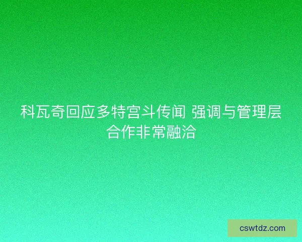 科瓦奇回应多特宫斗传闻 强调与管理层合作非常融洽