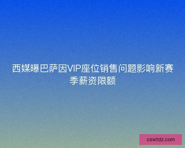 西媒曝巴萨因VIP座位销售问题影响新赛季薪资限额