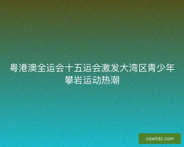 粤港澳全运会十五运会激发大湾区青少年攀岩运动热潮